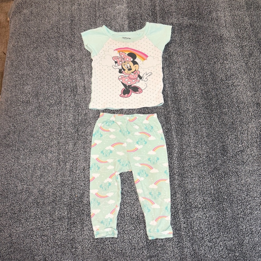 Disney Baby Minnie Mouse Rainbow‎ Pajama Set Size 18M